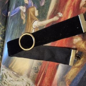 Black Velvet Choker Necklace with Gold Ring
